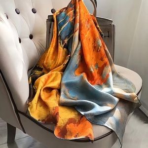 Satin Large Shawl Women’s Sunscreen Silk Scarf